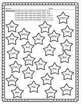 Sight Words Color Word Worksheets Coloring Pages Worksheet Recognition Printable Year Hidden Practice Kindergarten Preschool Sheets Template Kids According Students sketch template