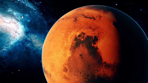 realistic beautiful planet mars  deep space motion background