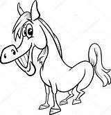 Horse Cartoon Coloring Farm Funny Drawing Stock Vector Illustration Freepik Animal sketch template