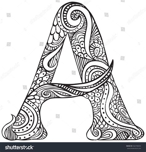 hand drawn capital letter black coloring stock vector