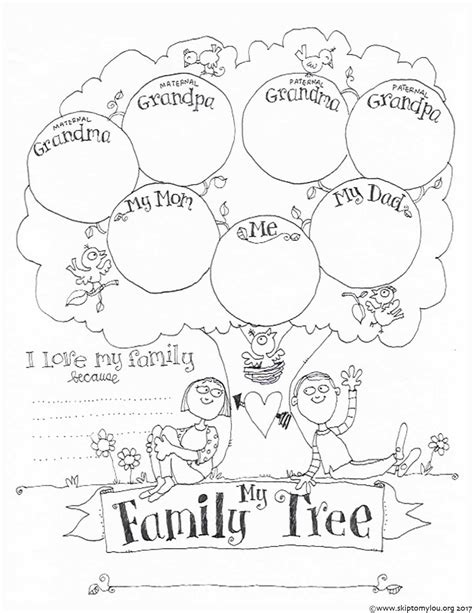 printable family tree coloring page skip   lou