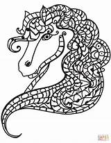 Coloring Horse Zentangle Head Pages Horses Printable Supercoloring Animals Mandala Categories sketch template