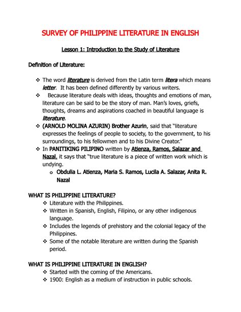 survey  philippine literature  english survey  philippine