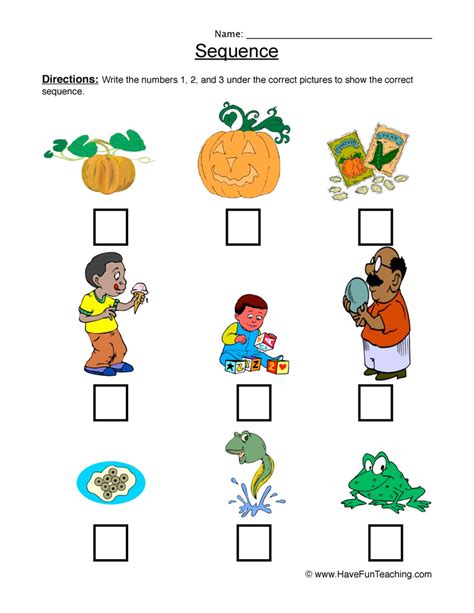 sequencing worksheets page     fun teaching