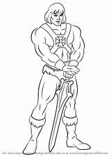 Man He Draw Drawing Heman Characters Step Cartoon sketch template