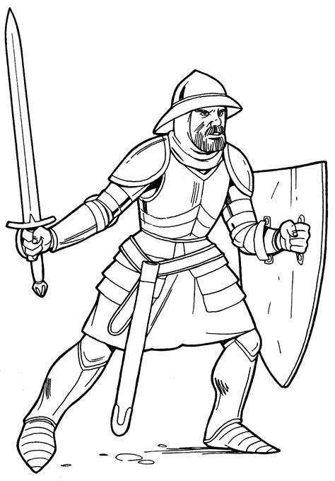 coloring page knight  light armor
