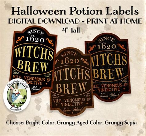 halloween potion bottle label witch digital  printable