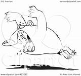 Leaping Aggressive Bear Coloring Illustration Line Royalty Clipart Toonaday Rf sketch template