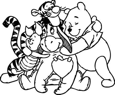 winnie  pooh love friends coloring page wecoloringpagecom