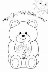 Soon Well Coloring Printable Cards Kids Pages Card Color Bear Teddy Print Template Bears Wishes Better Lovetoknow Teacher Kid Templates sketch template