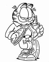 Coloring Garfield Pages Eating sketch template