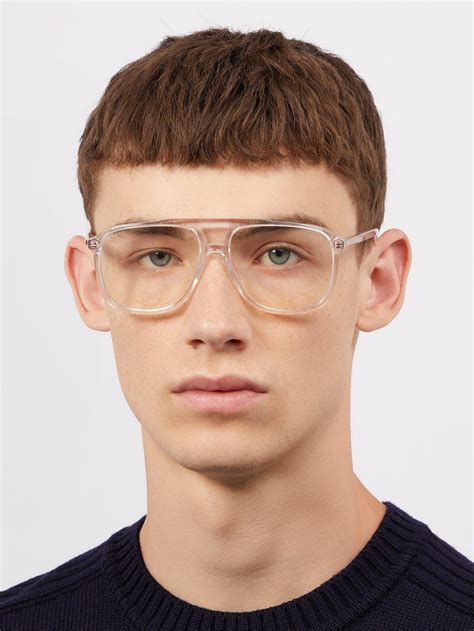 gucci squared aviator acetate optical glasses for men lyst
