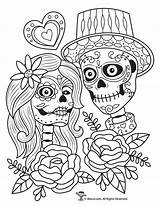 Dead Coloring Pages Adult Sugar Couple Skulls Printables Kids Print sketch template