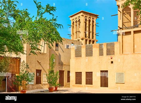 small square  al fahidi historical neighbourhood  dubai united arab emirates uae stock
