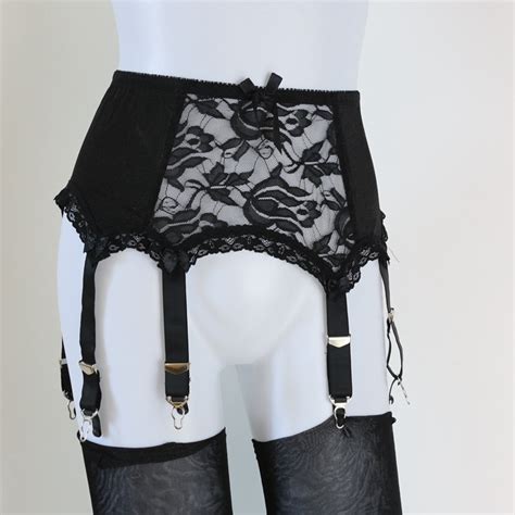 6 Strap Wide Vintage Suspender Belt For Woman Plus Size Black Lace