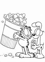 Popcorn Coloring Garfield Friends Pages Colouring Coloringkids Drawing Eat Kernel Kids Movie Getdrawings Book sketch template
