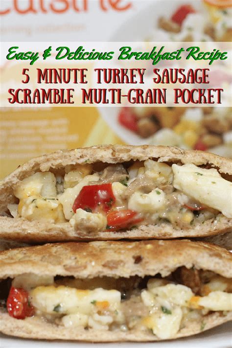 easy breakfast recipes turkey sausage scramble multi grain pocket