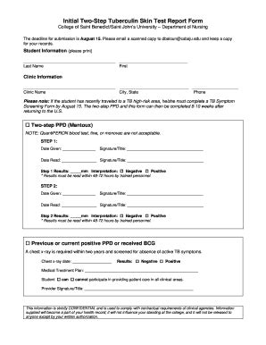 tb skin test form template  form template ideas