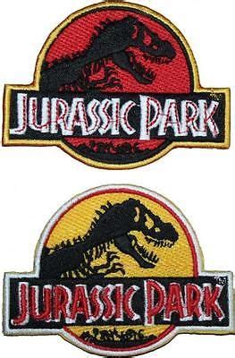 jurassic park logo badge embroidered patch   colours ebay