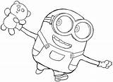 Bob Minion Bear Teddy Coloring Pages Drawing Minions Draw Template His sketch template