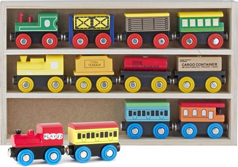 play wooden train set  pcs train toys magnetic set includes