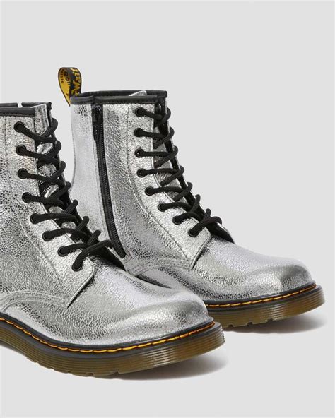 youth  crinkle metallic boots dr martens