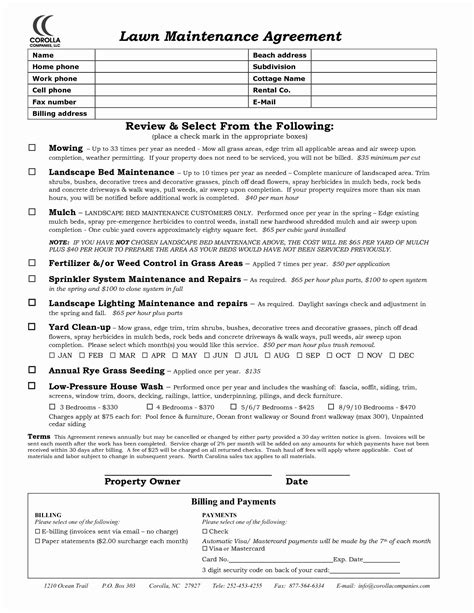 lovely lawn care contract template    contract template