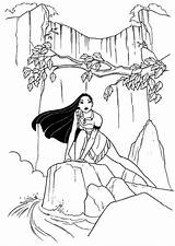 Coloring Waterfall Pocahontas Chute Coloring4free Coloriages sketch template