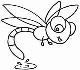 Dragonfly Cartoon Coloring Drawing Pages Clipart Cute Clip Cliparts Library Vector Getdrawings sketch template