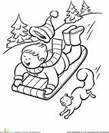 Coloring Winter Sledding Pages Choose Board Child sketch template