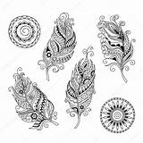 Mandalas Feathers Vector Isolated Eps Tunics Decorate Cups Porcelains Boho Drawn Dishes Shirts Coloring Bags Tattoo Dresses Children Hand Books sketch template