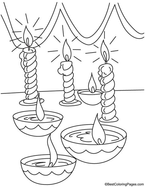 diwali candle coloring page   diwali candle coloring page