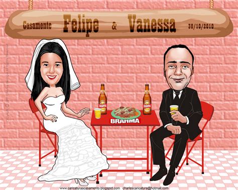 caricaturas  convite de casamento noivos tomando cerveja  buteco