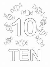 Coloring Pages Number Ten Numbers Class Kids Candy Preschool Book Drawing Color Worksheets Printable Math Kindergarten Toddler Learning Dad Candies sketch template