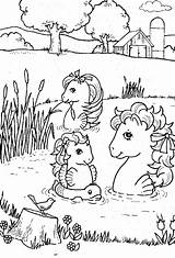 Coloring Pony Pages Little Ponies Sea Colouring Swimming Horse Print Kids Vintage Mother Books Rocks Lalaloopsy sketch template