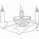 Diwali Coloring Lights Candle Beautiful Netart sketch template