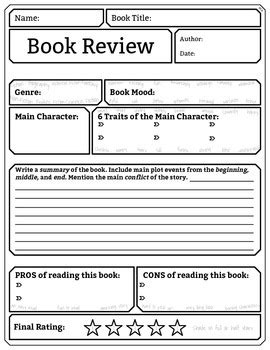 book review form  seth gingerich designs teachers pay teachers