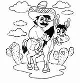 Coloring Pages Mexican Mexico Boy Donkey Sitting Man Drawing Printable Getcolorings Getdrawings Color sketch template