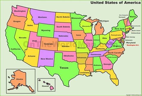 usa states map list   states  map ontheworldmapcom