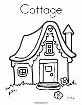 Cottage Coloring Pages House Drawing Printable Log Kids Outline Color Building Buildings Twistynoodle sketch template