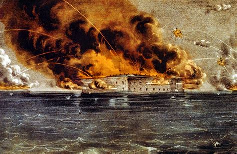 american civil war begins  confederate troops fire  fort sumter