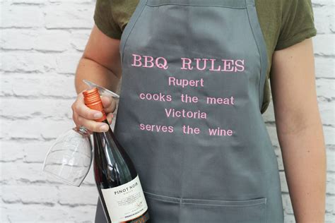 personalised his and her s barbeque rules apron by hide and seek