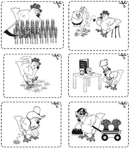 red hen story sequence coloring page  red hen story