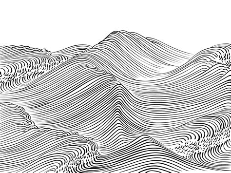 abstract ocean waves black  white minimalist print simple etsy