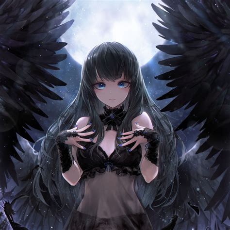 wallpaper  black angel cute anime girl art ipad air ipad air  ipad