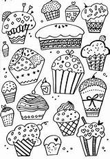 Coloring Colorir Pages Cupcake Adult Livro Arteterapia Food Colouring Doodle Books sketch template