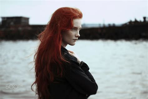 wallpaper face women redhead model dyed hair depth of field