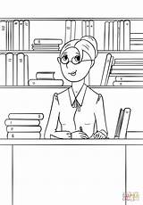 Coloring Librarian Pages Drawing sketch template