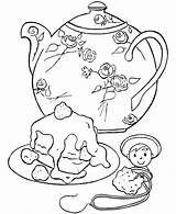 Coloring Pages Tea Party Teapot Kids Birthday Cake Print Printable Color Teacup Decorative Colouring Princess Parties Cup Time Adult High sketch template