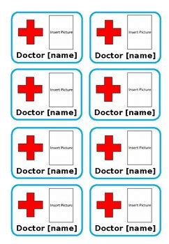 doctor badges template  community helpers dress   role play